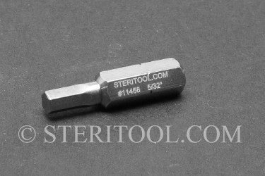 #11458 - 5/32" Hex x 1"(25mm) OAL Stainless Steel Bit for Bit Holders. hex, bit, stainless steel
