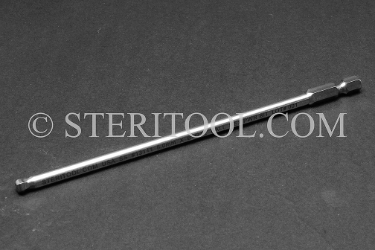 #13110 - 4.5mm Ball Hex x 6"(150mm) OAL Stainless Steel Power Bit. ball hex, power bit, stainless steel