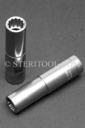 #12260 - 10mm 12pt x 3/8 DR Stainless Steel Deep Socket. 3/8 dr, 3/8dr, 3/8-dr, deep socket, 12pt, 12-pt, 12 pt, stainless steel